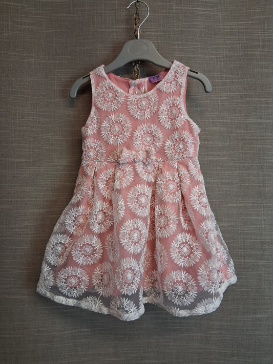 F&F Girls Pink Floral Sleeveless Dress Age 2-3 Years