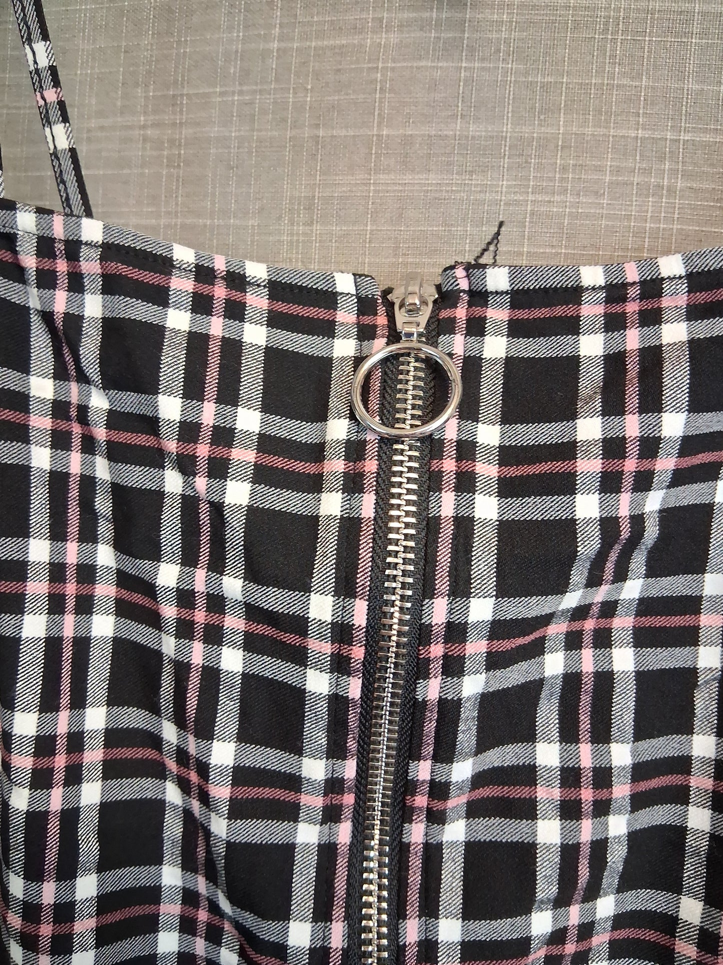 New Look Girls Black Pink Check Dress Zip Front Age 10-11 Years