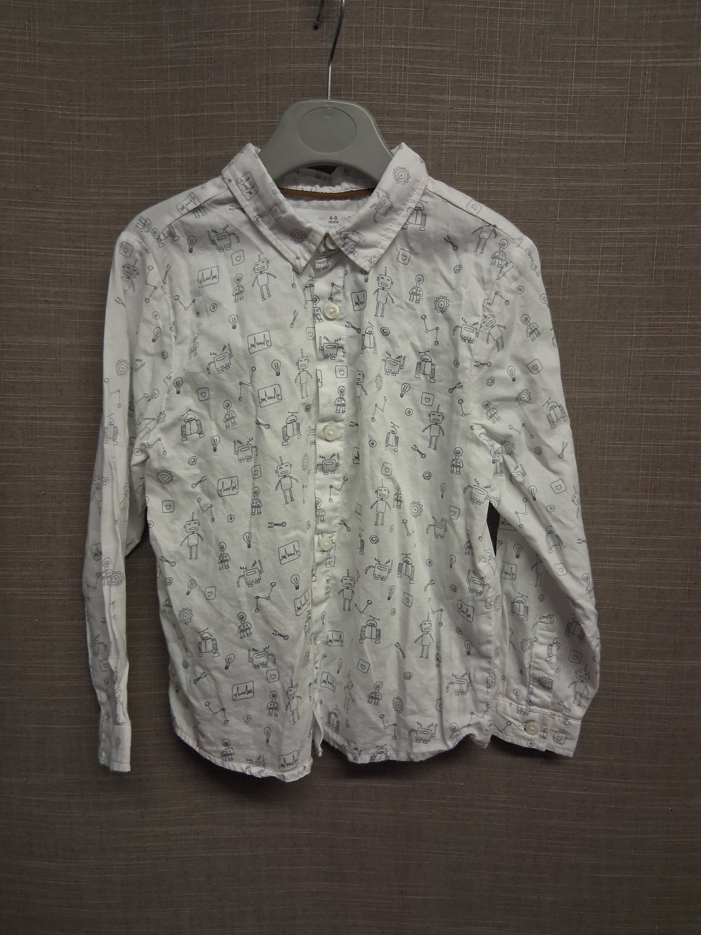 Zara Boys Robot Theme Long Sleeve Shirt Age 4-5 Years