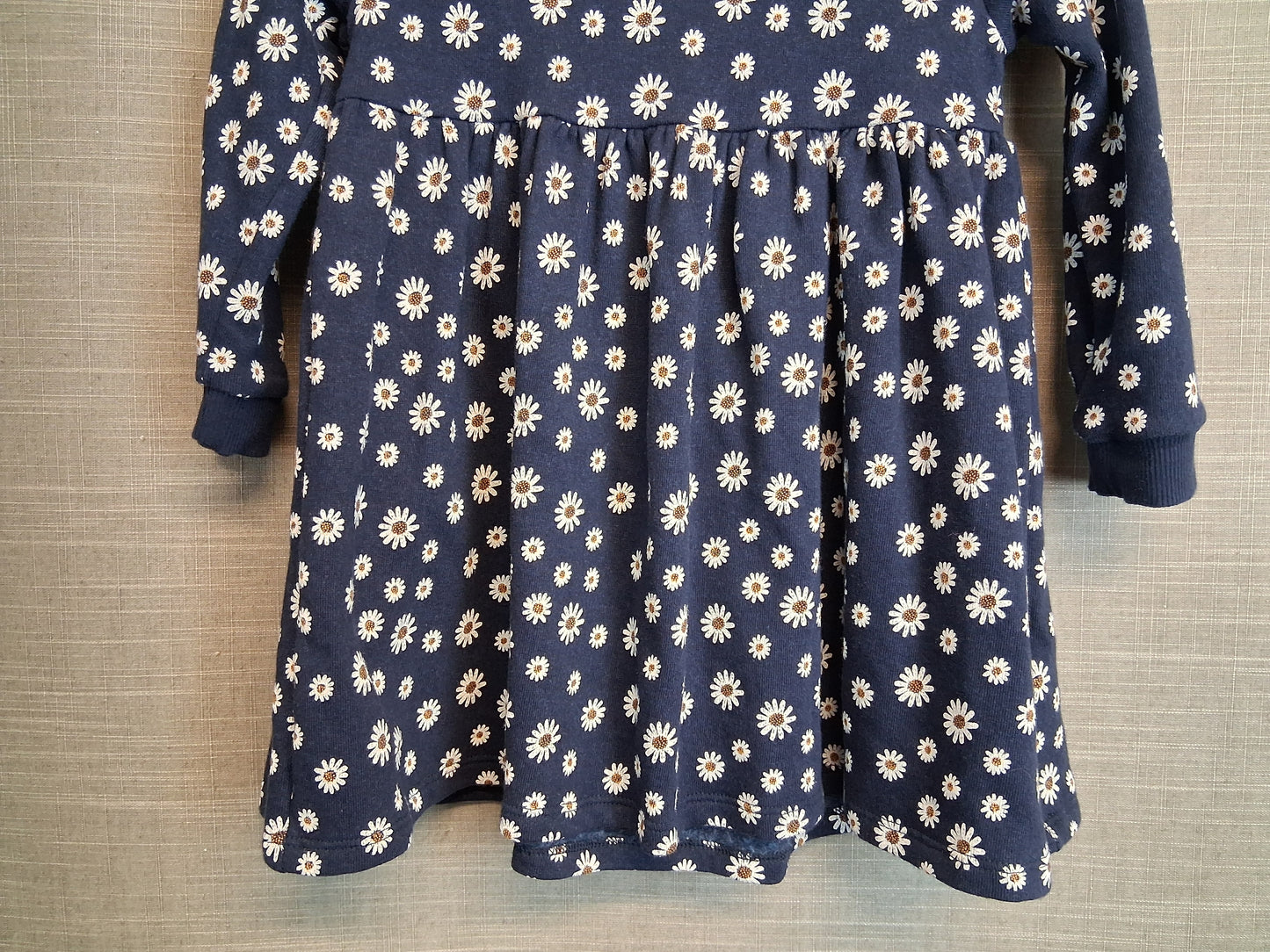 F&F Girls Blue Floral Jersey Dress Long Sleeve Age 3-4 Years