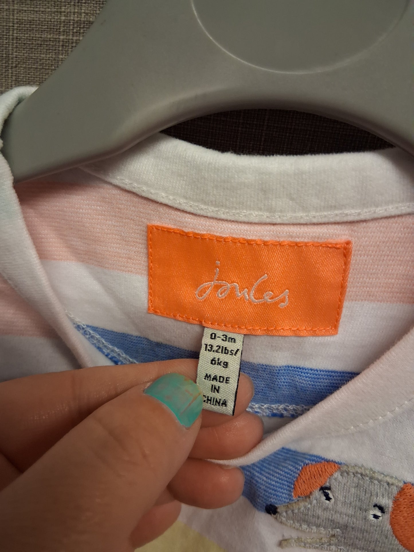 Joules Boys Multicolour Striped Jersey T-Shirt Short Sleeve Age 0-3 Month
