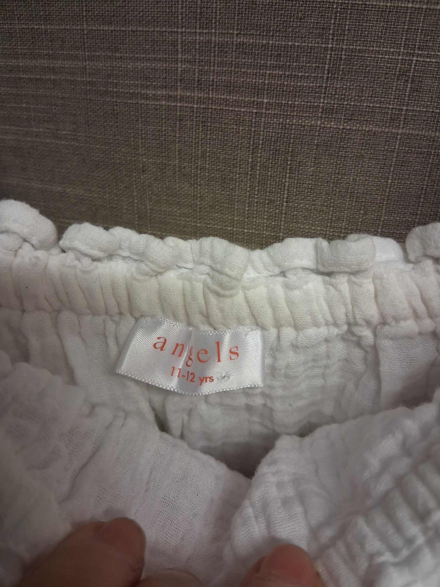 Angels Girls White Cheesecloth Strappy Embroidered Vest Tank Top Age 11-12 Years