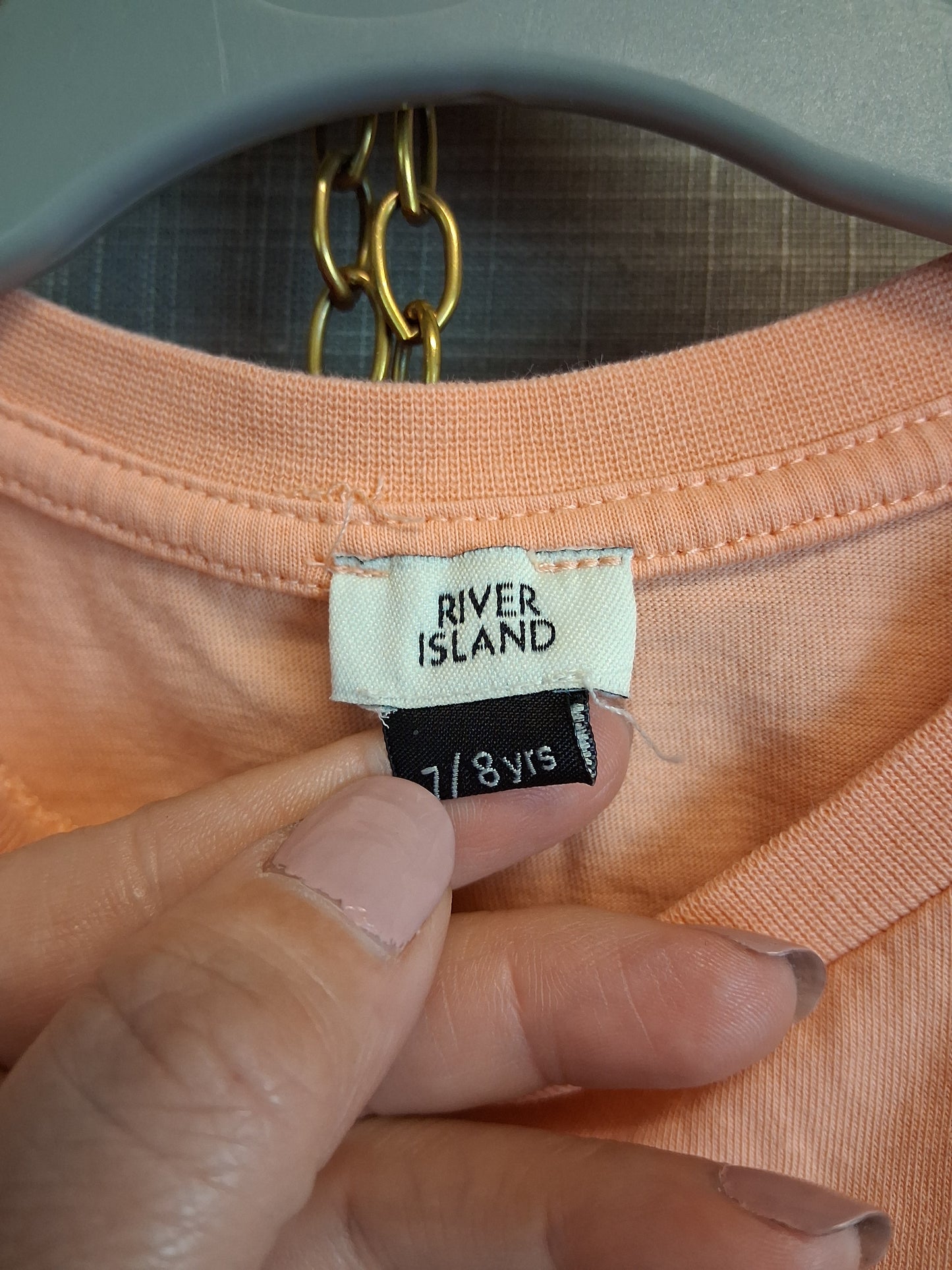 River Island Orange Cropped Short Sleeve T-Shirt Size 7-8 Years
