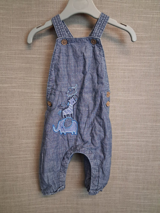 Nutmeg Boys Denim Dungarees Blue Age 3-6 Months