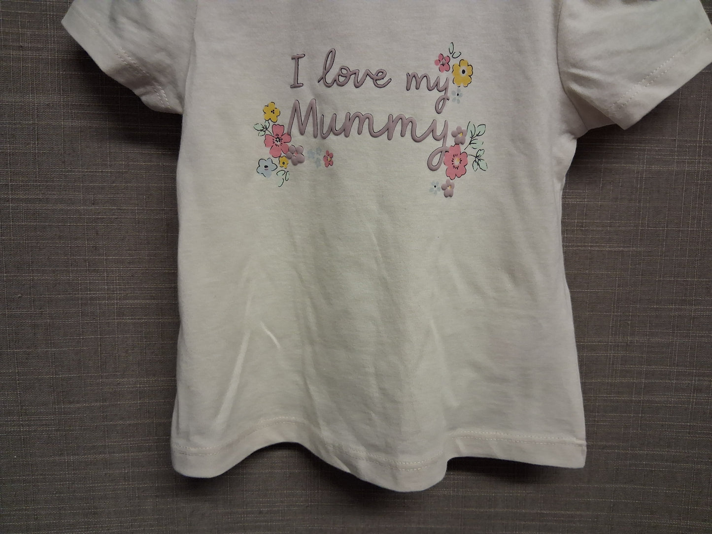 TU Girls 'I love my Mummy' Cream Short Sleeve T-Shirt Age 6-9 Months