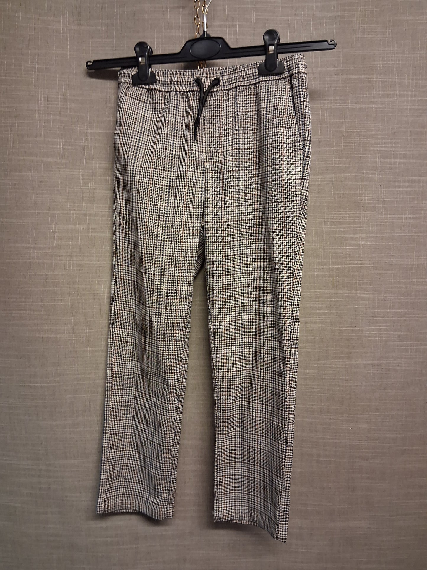 Next Girls Brown Checked Elastic Waist Trousers Age 9 Years