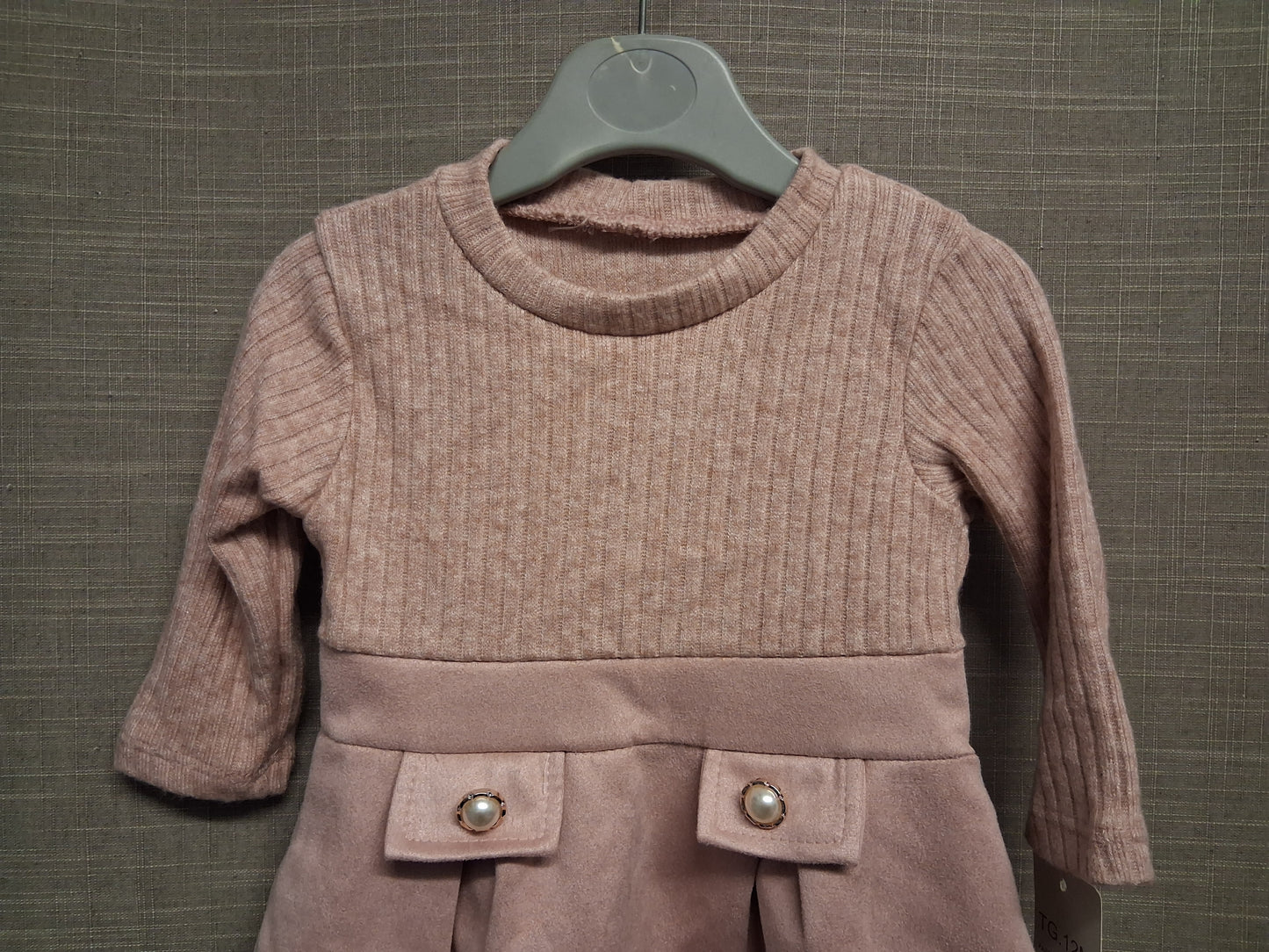 Italy Moda Girls Dusky Pink Long Sleeve A Line Dress Age 12 Month New