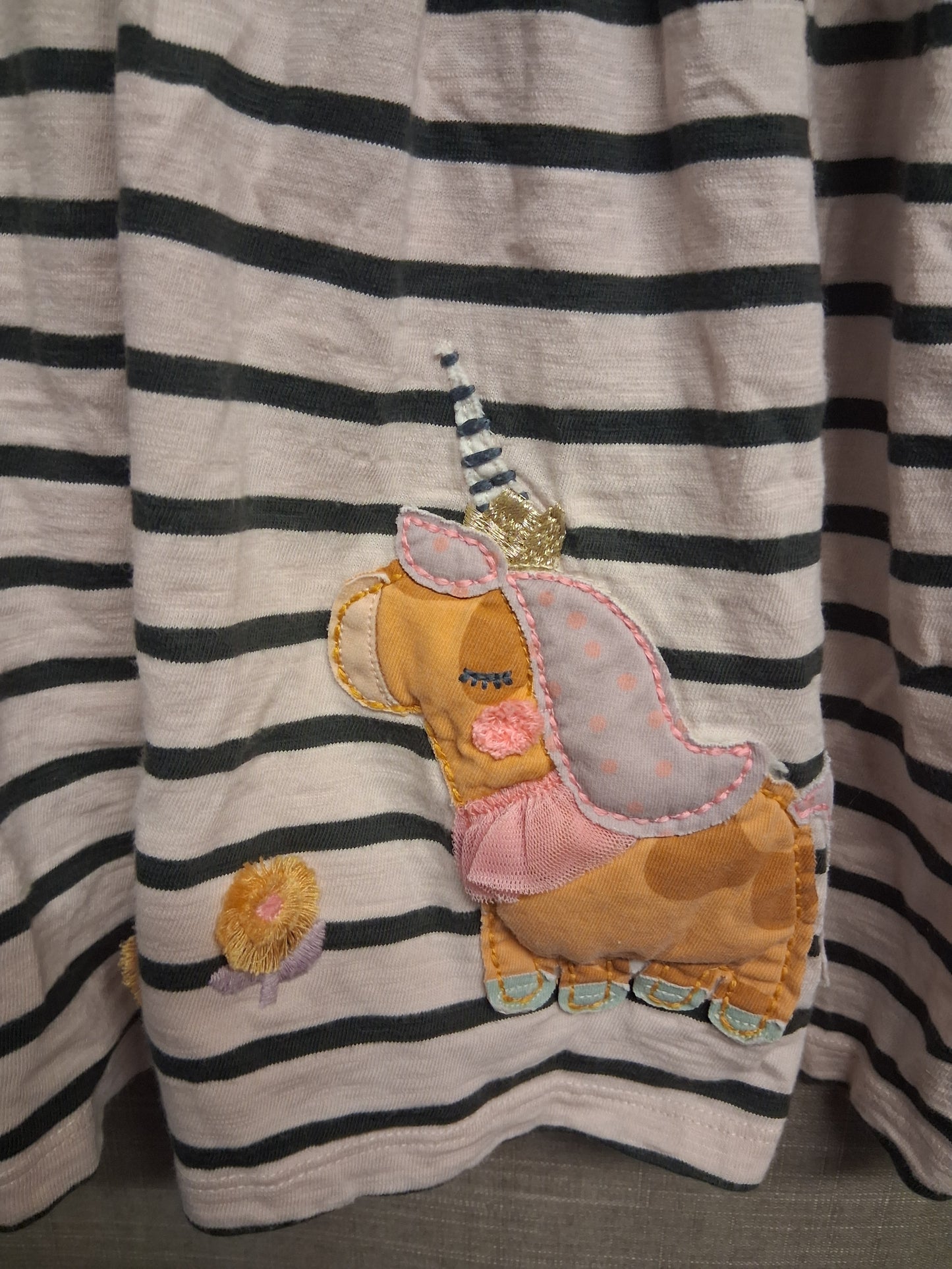 Next Girls Beige Blue Striped Long Sleeve Dress Jersey Age 2-3 Years