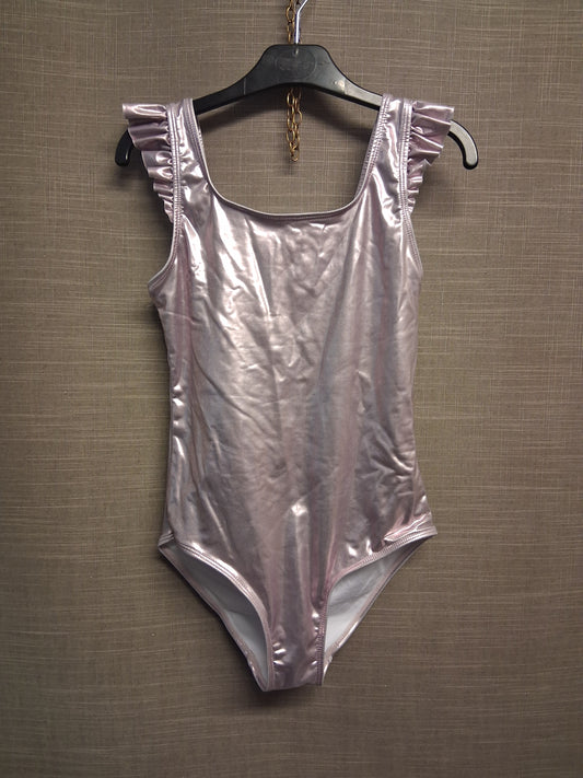 George Girls Swimsuit One Piece Pink Silver Metallic Age 11-12 Years