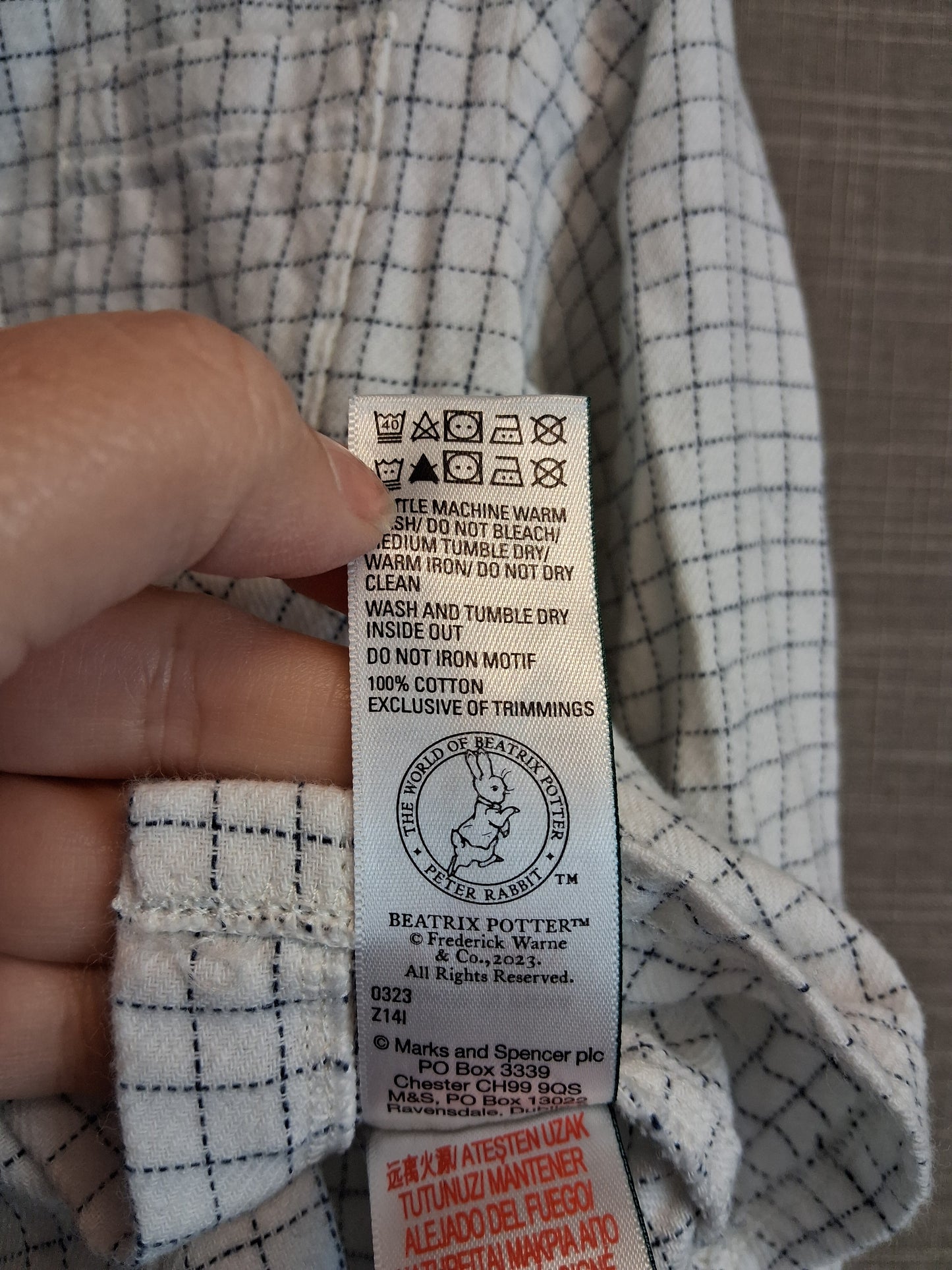 Marks and Spencer Peter Rabbit Boys Check Shirt Long Sleeve Age 18-24 Months