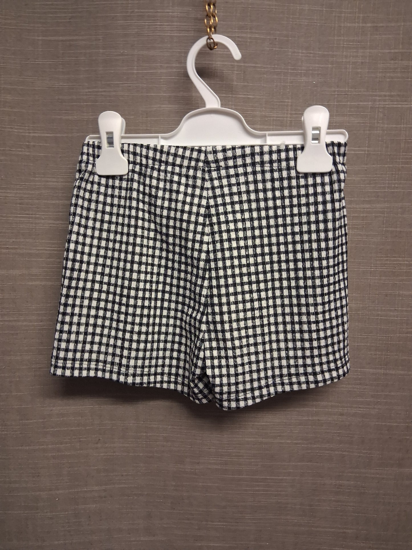 F&F Girls Black White Check Shorts Crepe Effect Age 7-8 Years
