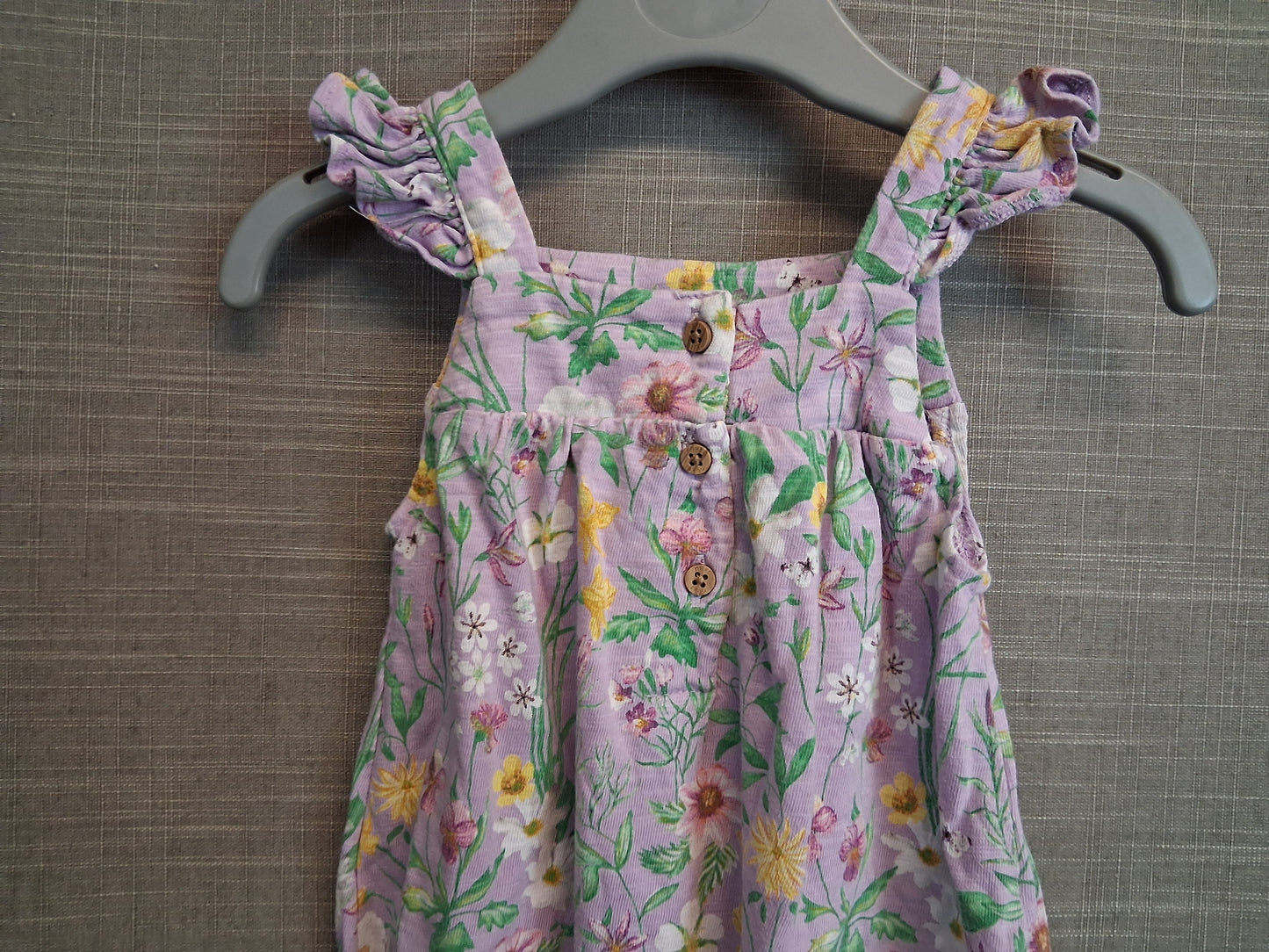 Next Girls Lilac Floral Jersey Sleeveless Romper Age 3-6 Months