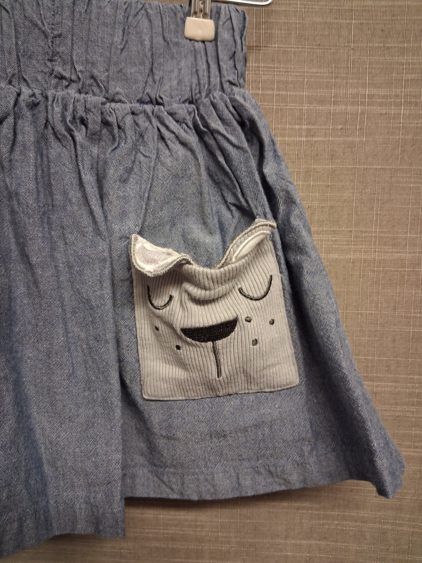 Lilly + Sid Blue Chambray Denim Skirt Lined Pockets Age 2-3 Years