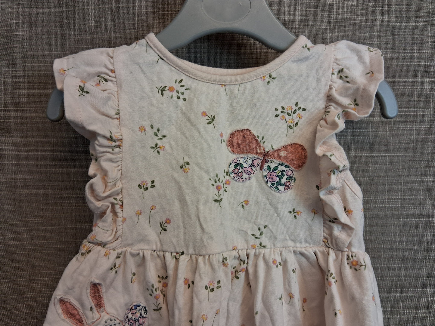 Next Girls Beige Bunny Peplum Sleeveless Jersey T-Shirt Age 12-18 Months