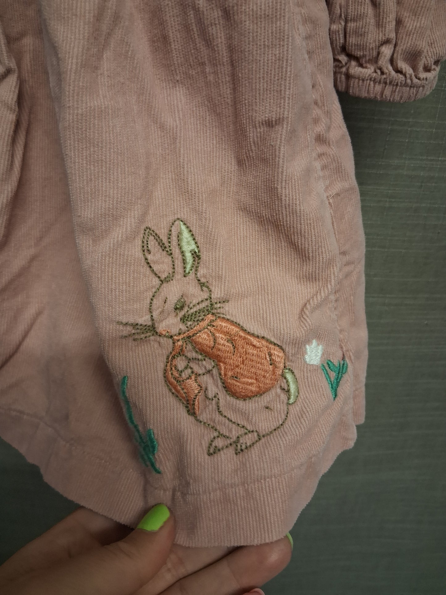 Marks and Spencer Peter Rabbit Corduroy Pink Long Sleeve Dress Age 2-3 Years
