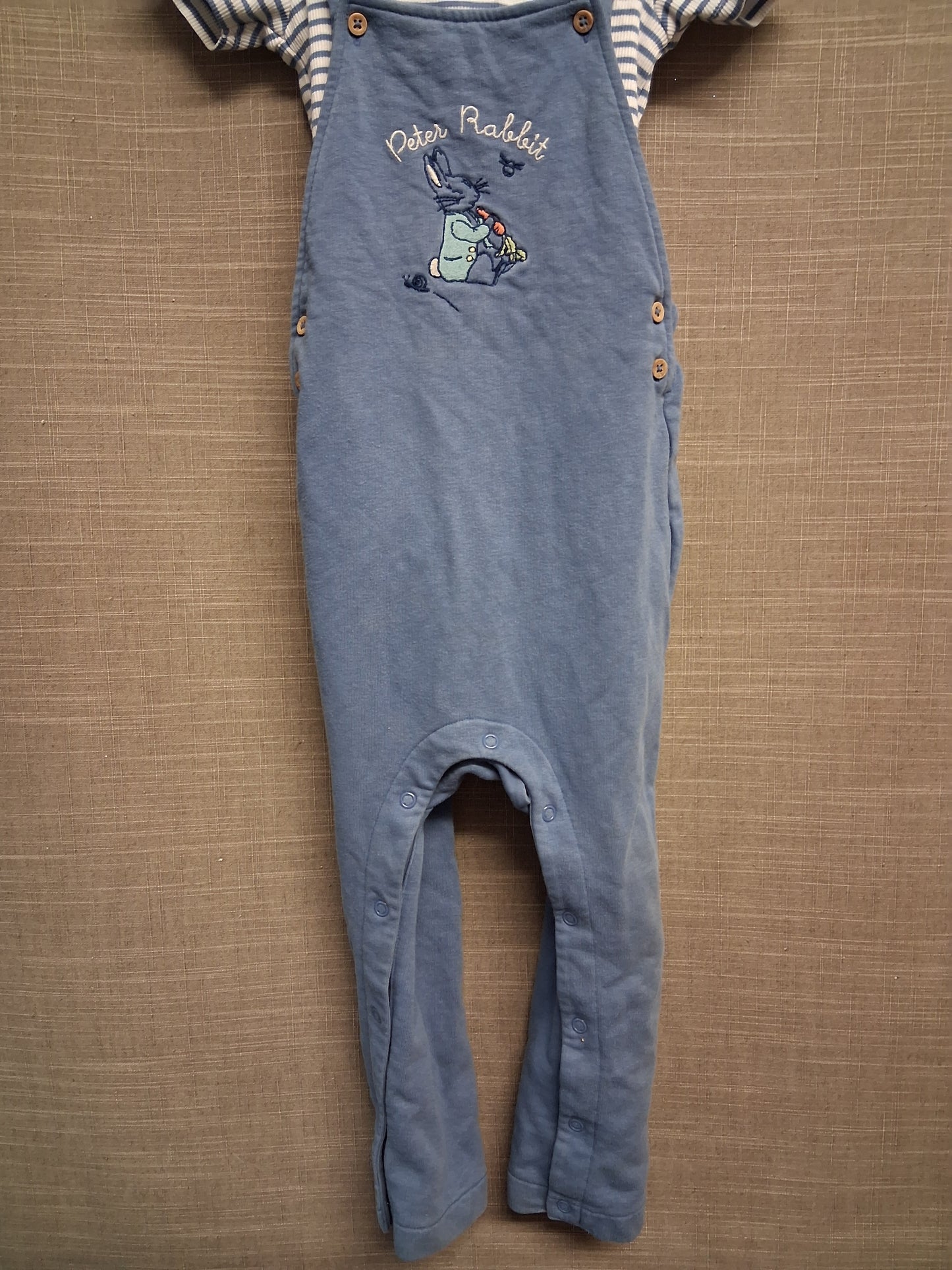 Marks & Spencer Peter Rabbit Boys 2 Piece Outfit Dungarees Short Sleeve Bodysuit Age 2-3 Years