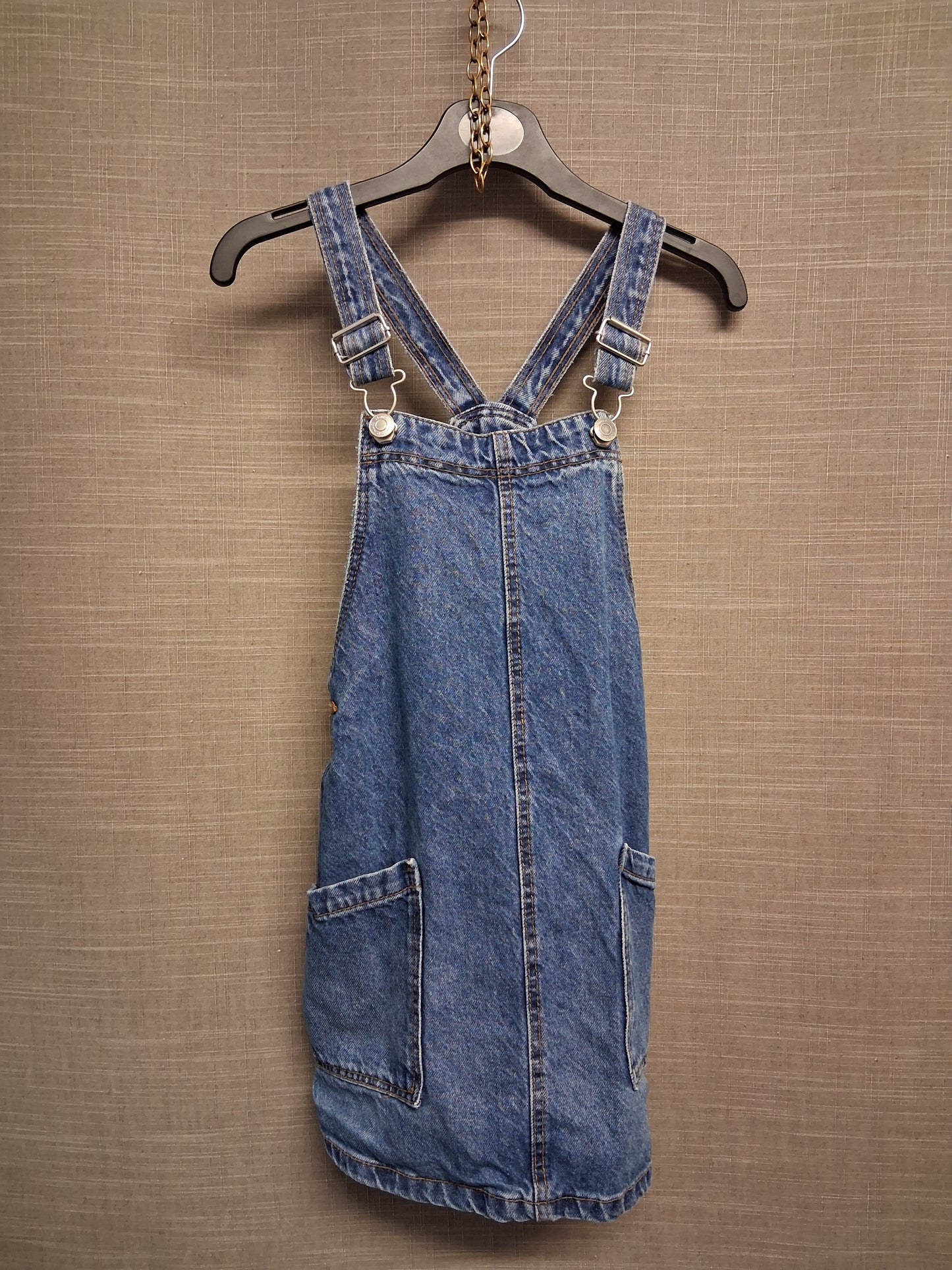 Primark Girls Blue Denim Pinafore Dress Age 7-8 Years
