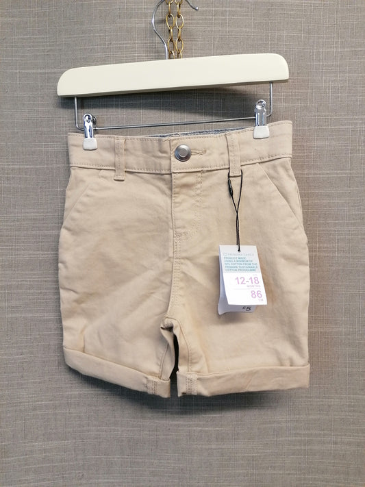 Primark Boys Beige Chino Shorts 12-18 Months New