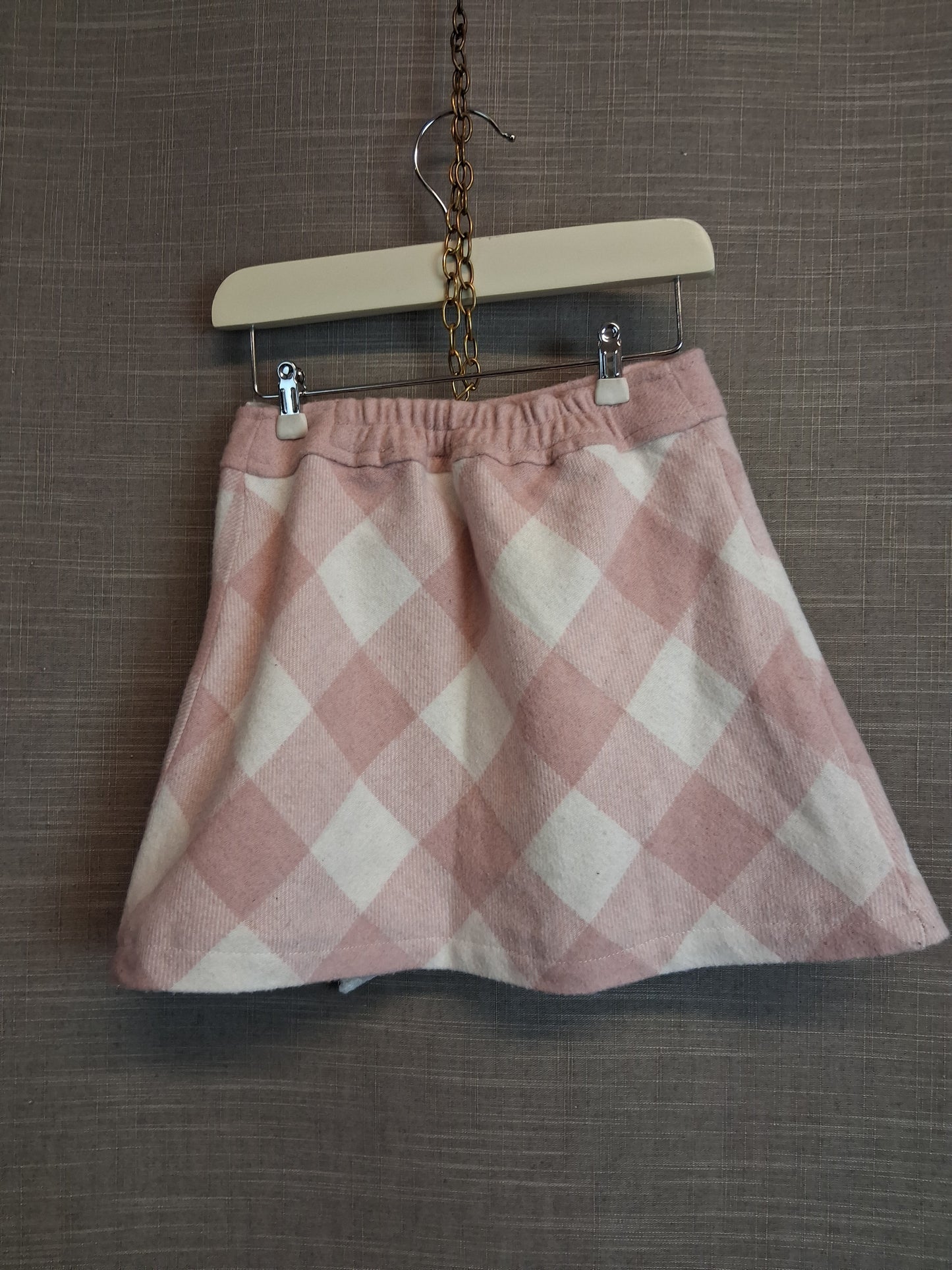 Shein Girls A Line Skirt Pink Cream Check Age 3-4 Years