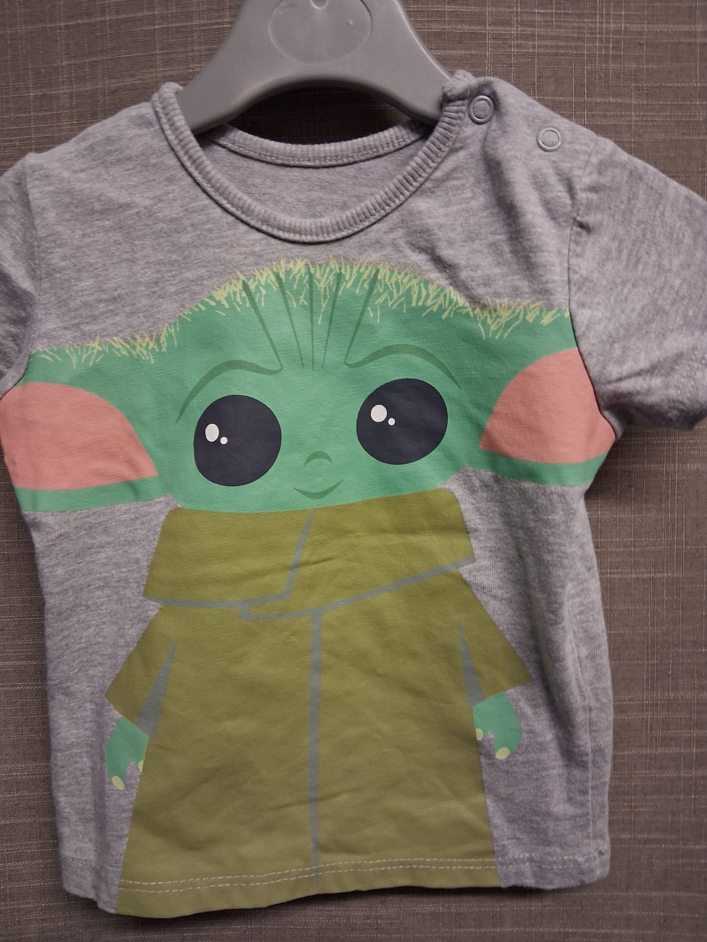George Star Wars Baby Yoda Grey Short Sleeve T-Shirt Age 6-9 Months
