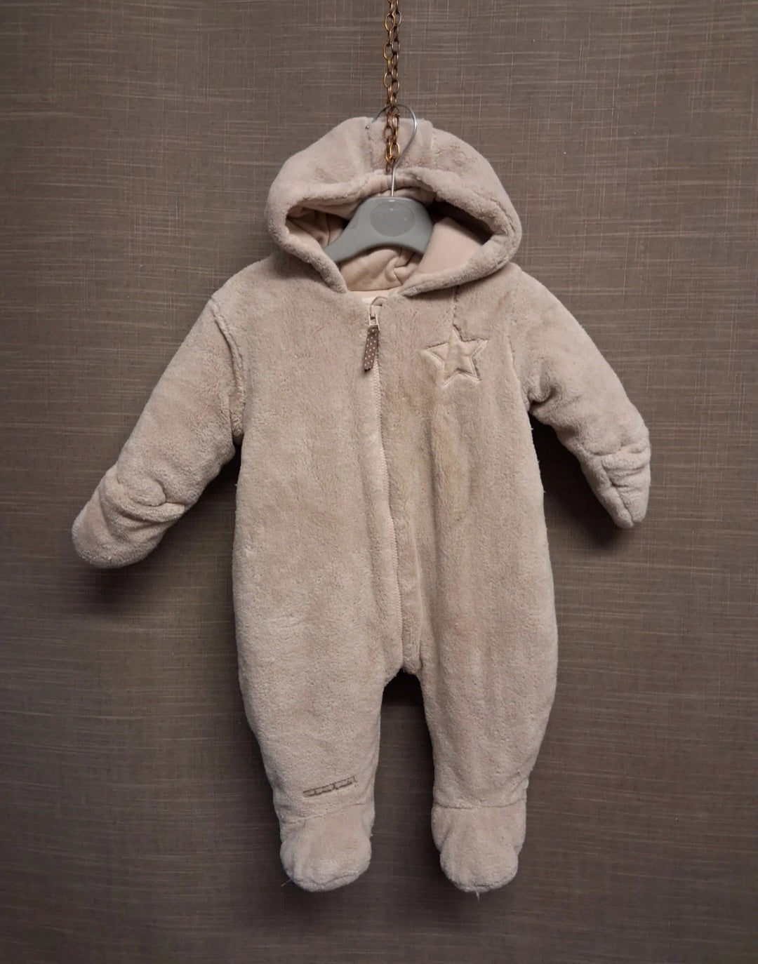 Mama & Papas Unisex Beige Netural Padded Pramsuit Age 3-6 Months