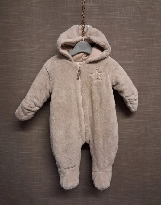 Mama & Papas Unisex Beige Netural Padded Pramsuit Age 3-6 Months