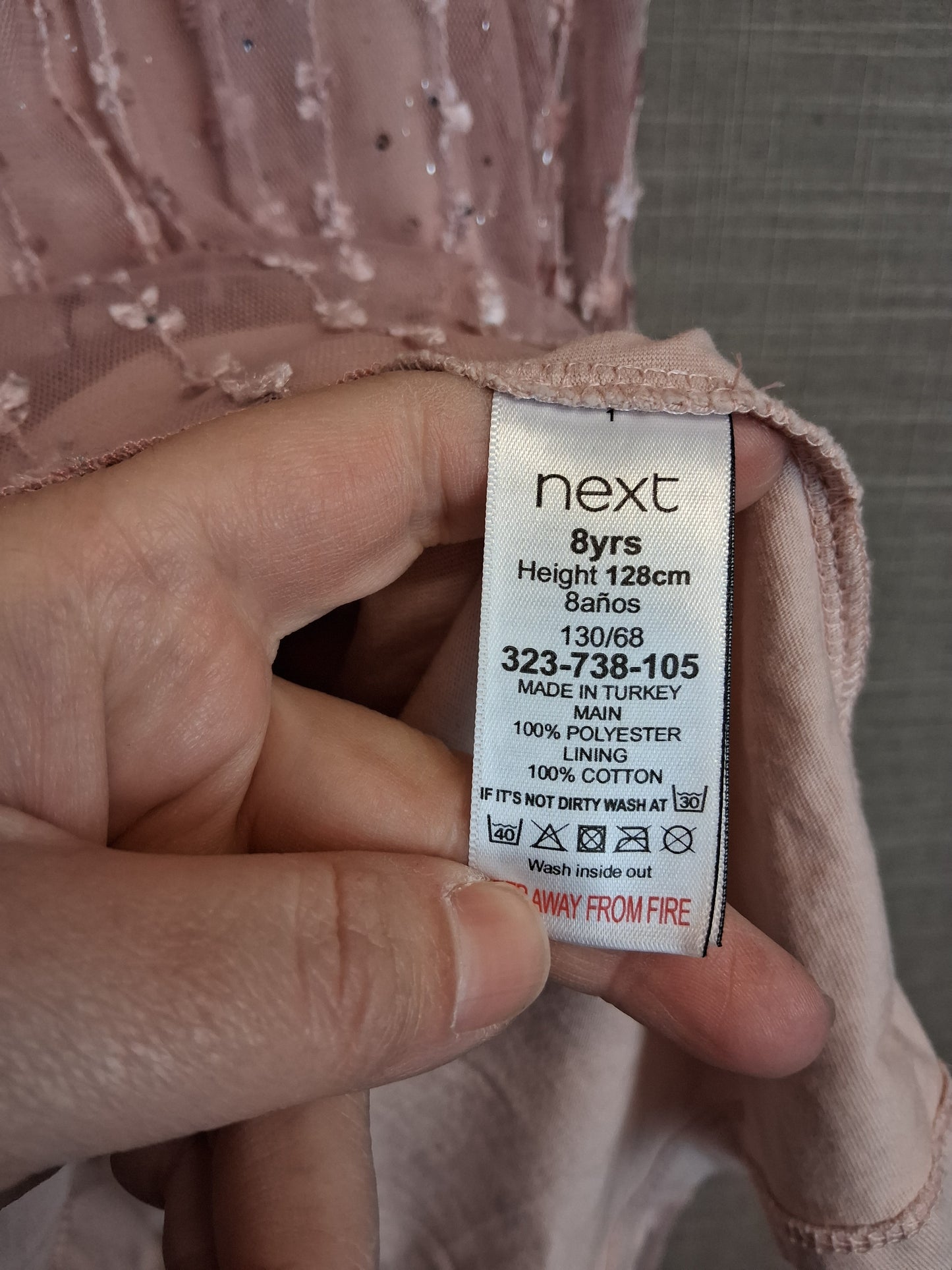 Next Girls Party Dress Age 8 Years Pale Pink Sequins