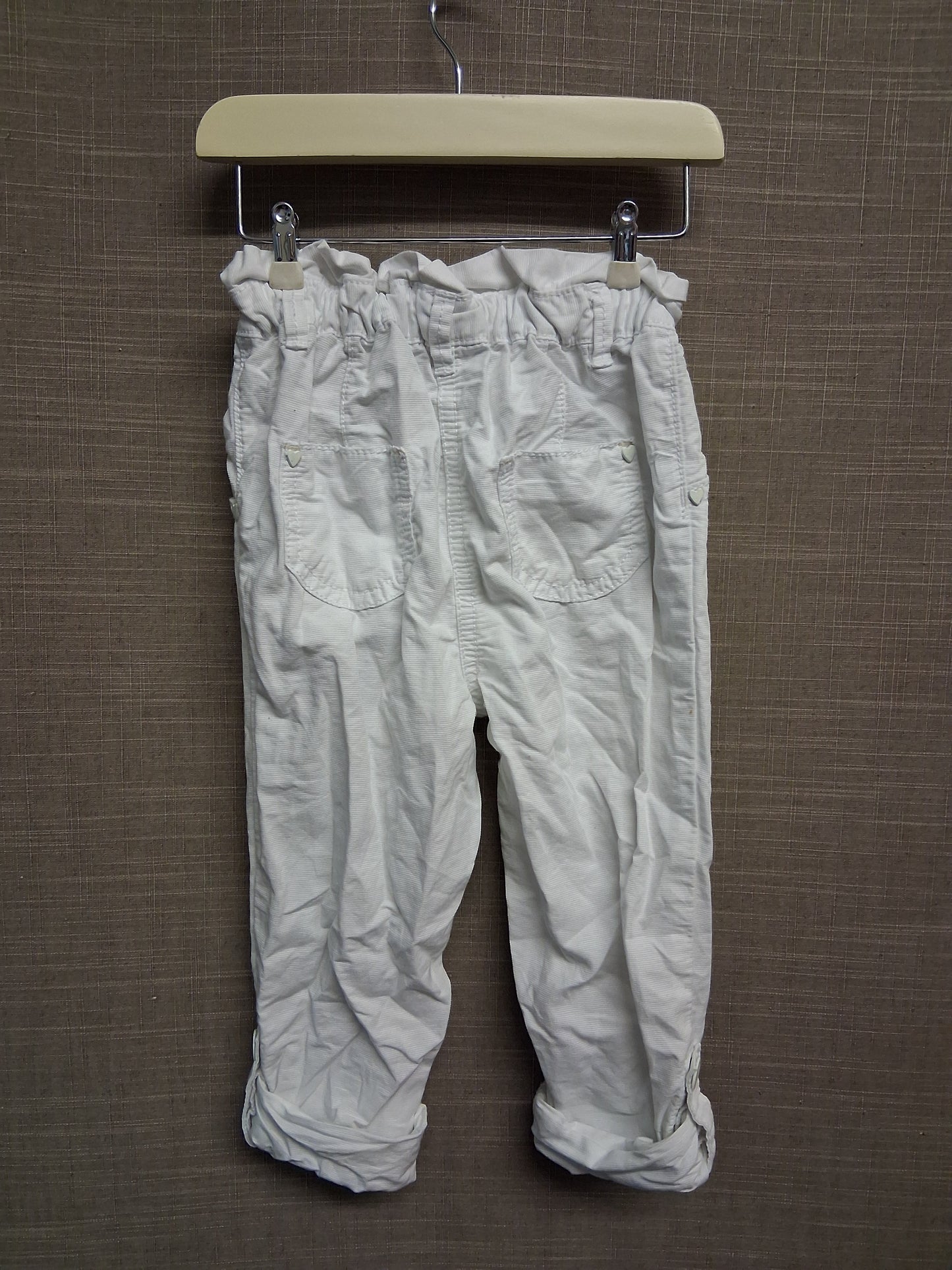 George Girls White Paperbag Trousers Elastic Waist Age 2-3 Years