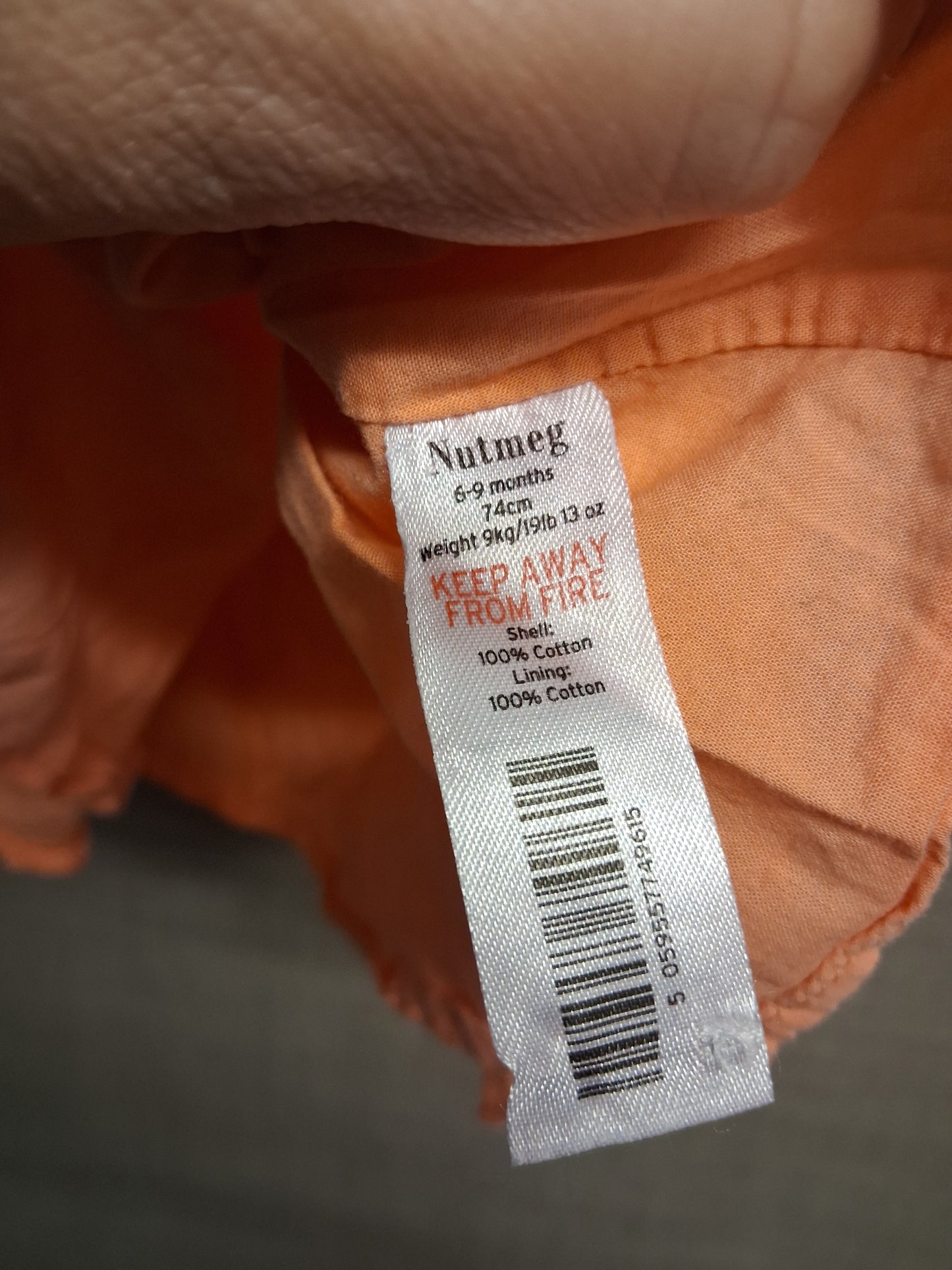 Nutmeg Girls Orange Summer Dress Age 6-9 Months