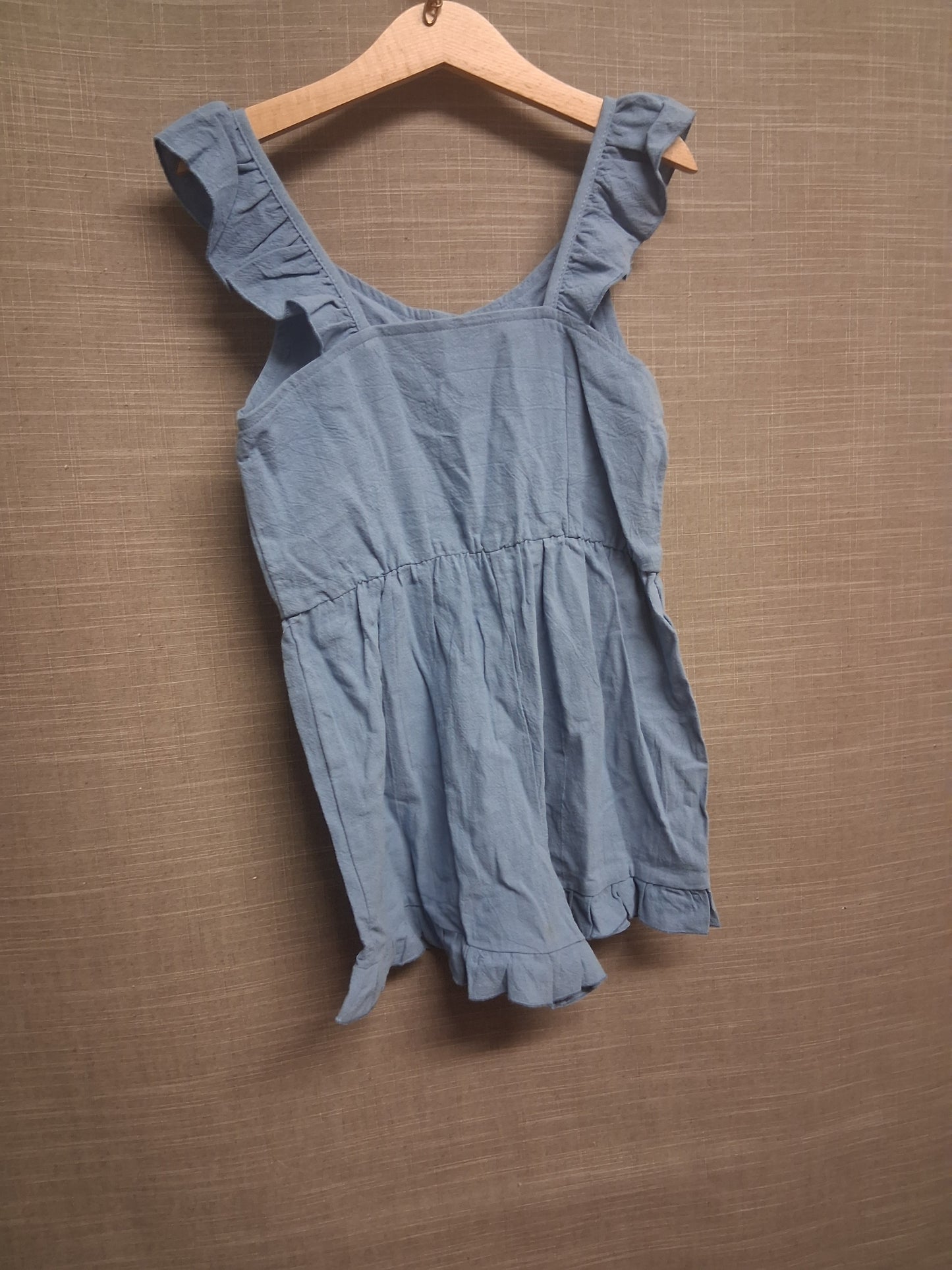 PatPat Girls Blue Crepe Playsuit Sleeveless Age 6-7 Years