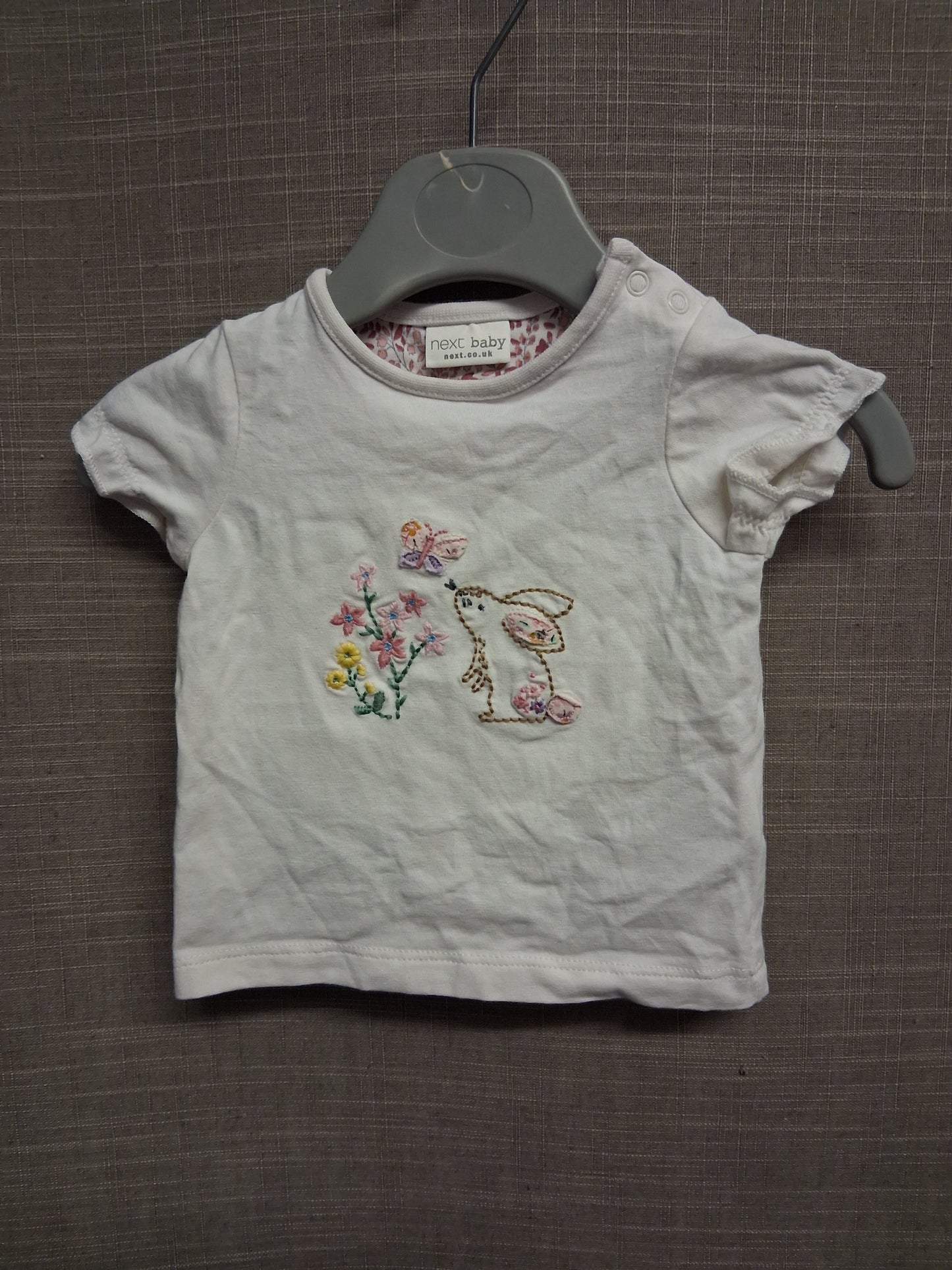 Next Girls White Bunny T-Shirt Short Sleeve Age Up to 1 Month