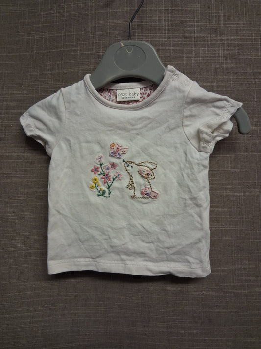 Next Girls White Bunny T-Shirt Short Sleeve Age Up to 1 Month