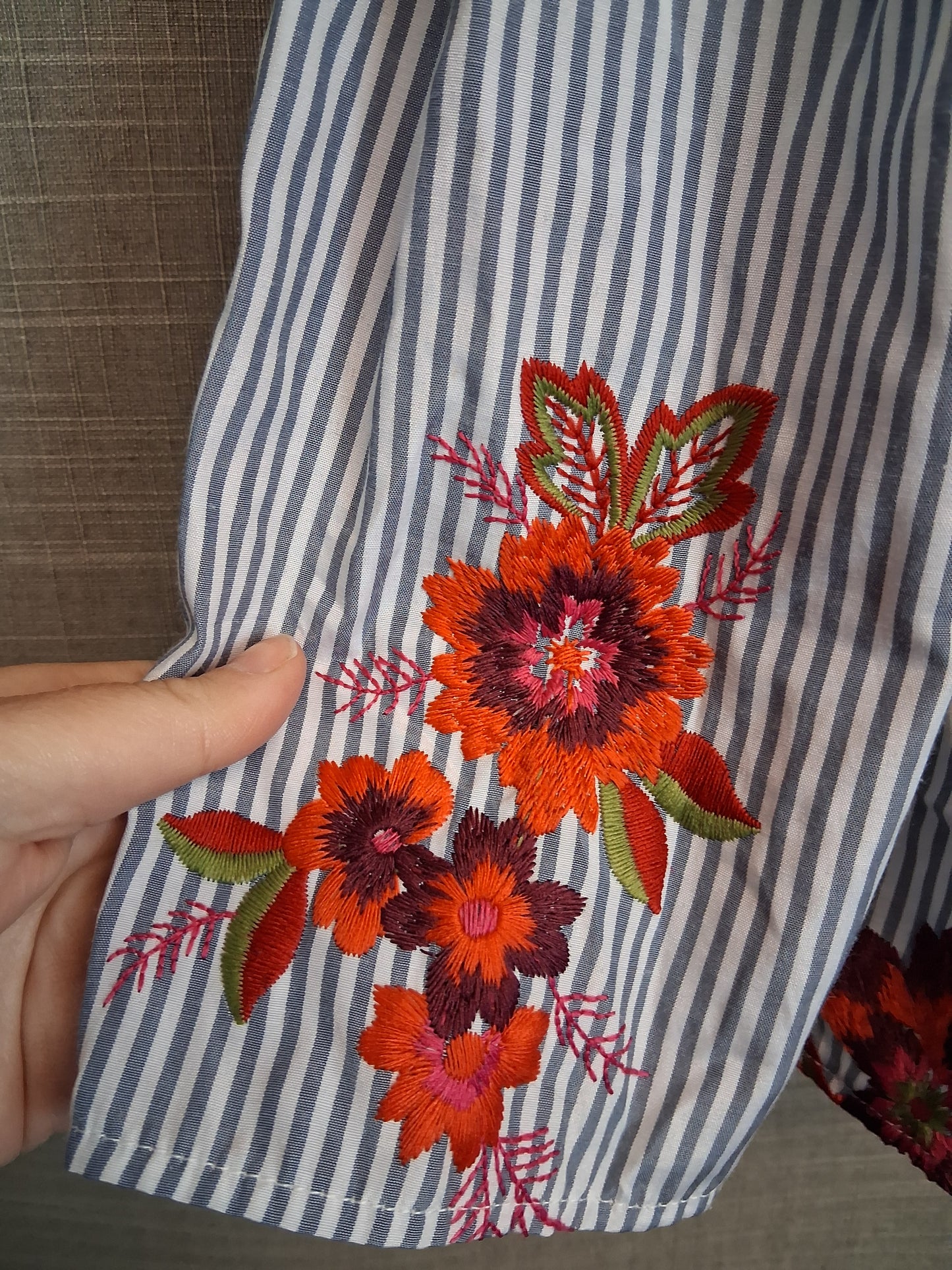 Next Girls Stripe Embroidered Floral Sleeveless Dress Age 9 Years