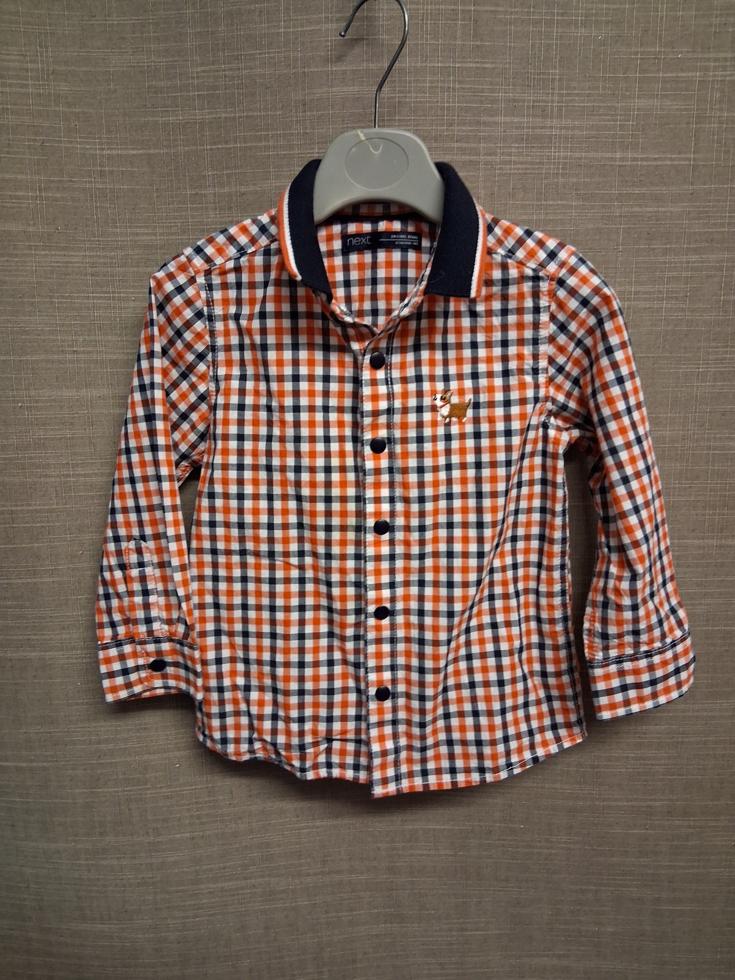 Next Boys Red Blue Check Shirt Long Sleeve Age 18-24 Months