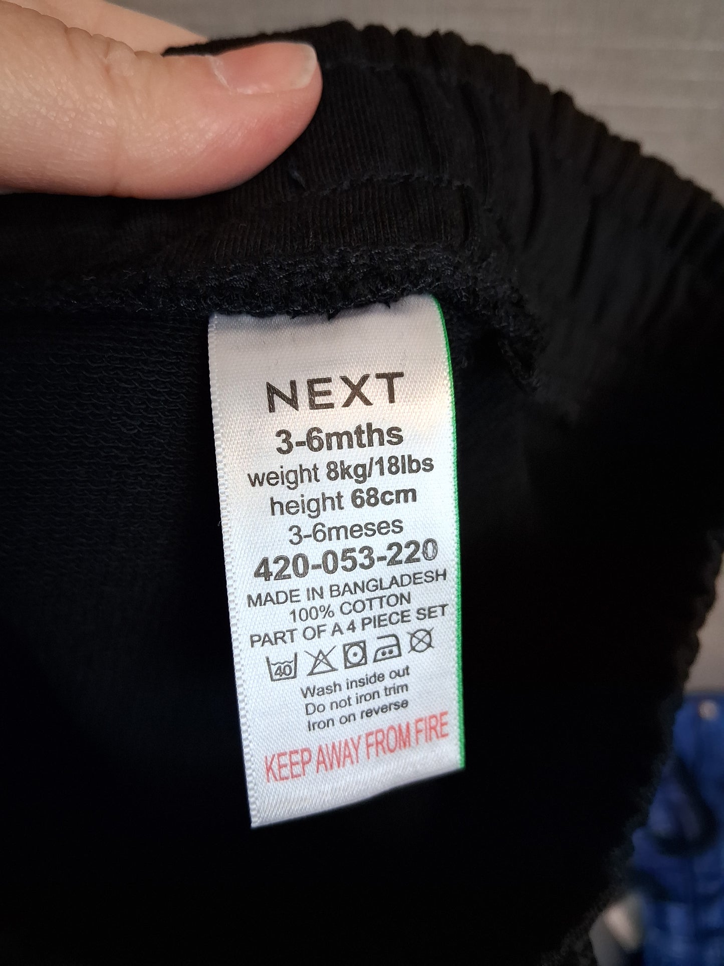 Next Boys 2 Piece Outfit Black Dinosaur Age 3-6 Months