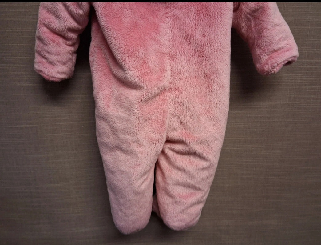 Disney Girls Minnie Mouse Pink Padded Pramsuit Plush Age 6-9 Months