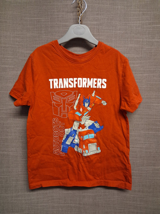 Transformers Boys T-Shirt Short Sleeve Red Jersey Age 7-8 Years
