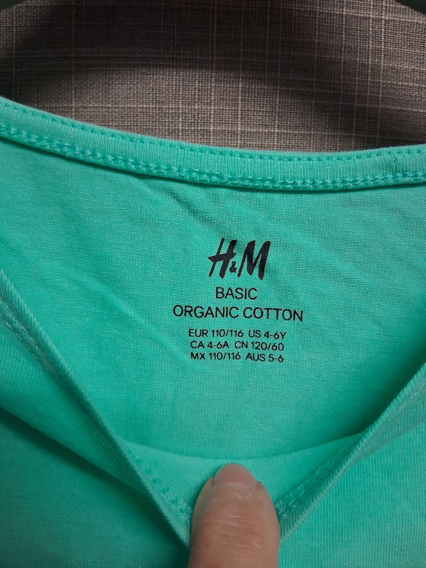H&M Boys Long Sleeve Green T-Shirt Age 4-6 Years Organic Cotton New