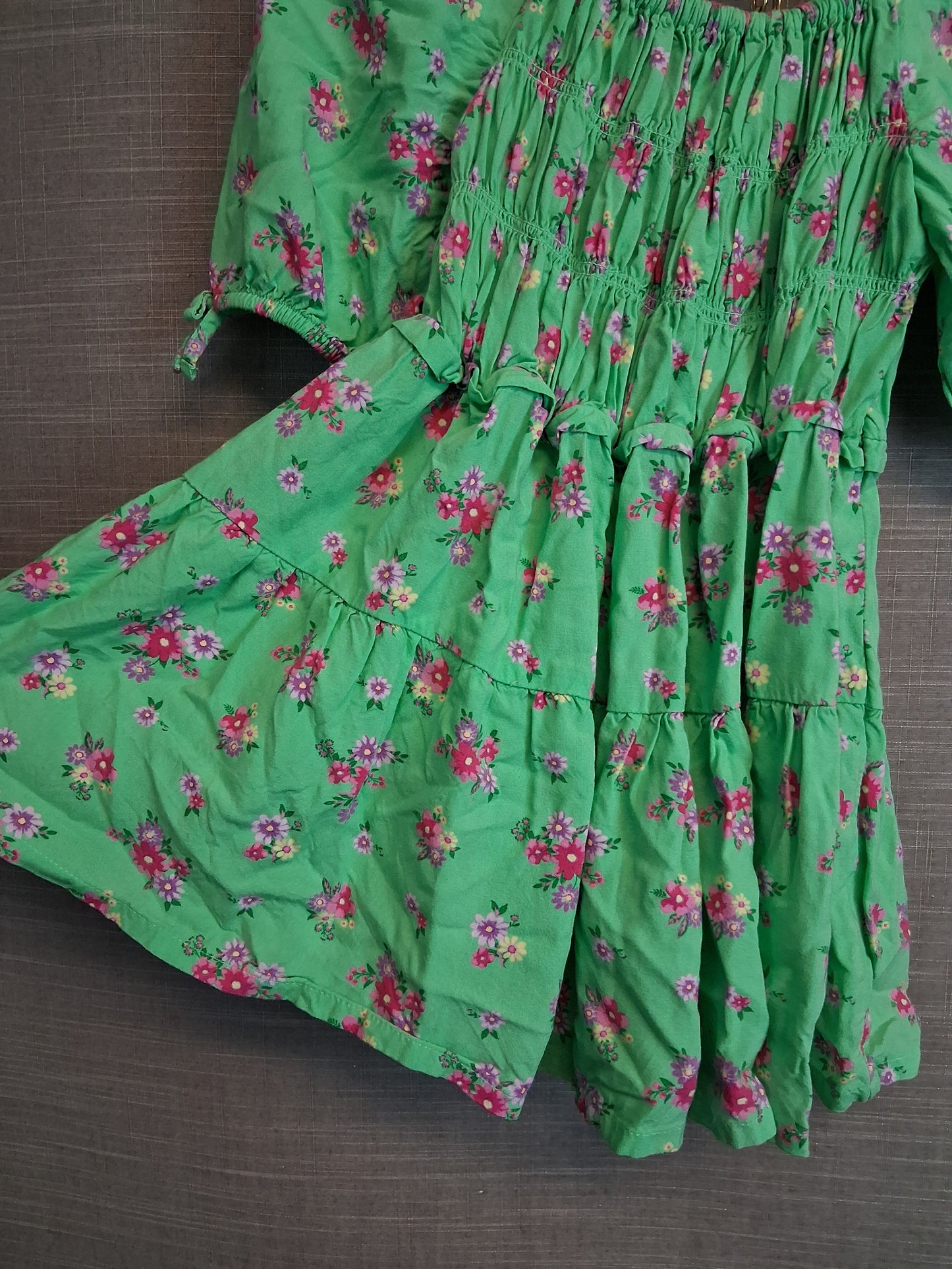 Next Girls Green Floral Tiered Dress Age 6 Years