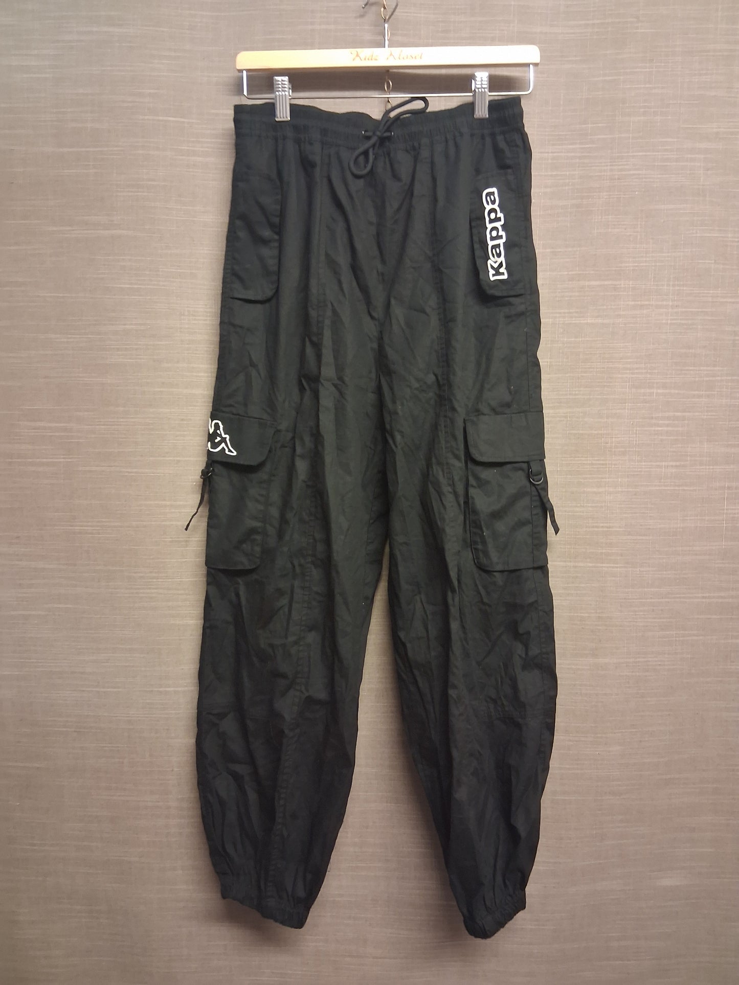 Kappa Boys Black Cargo Joggers Spellout Graphic Age 13-14 Years