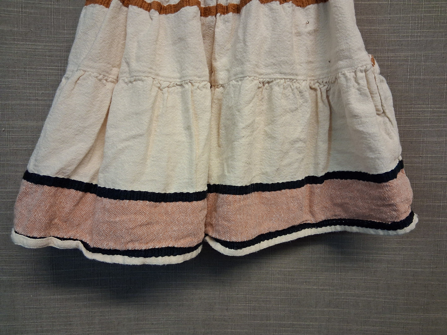 Next Girls Beige Lined Skirt Embroidered Floral Pockets Age 5-6 Years