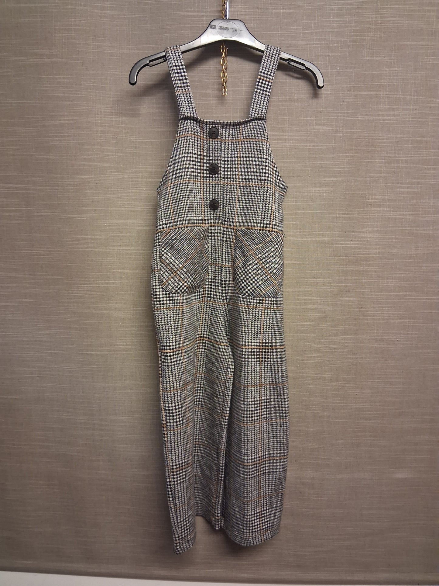Zara Girls Checked Smart Dungarees Age 7 Years