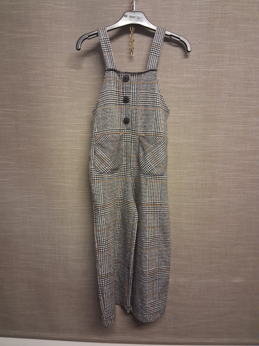Zara Girls Checked Smart Dungarees Age 7 Years