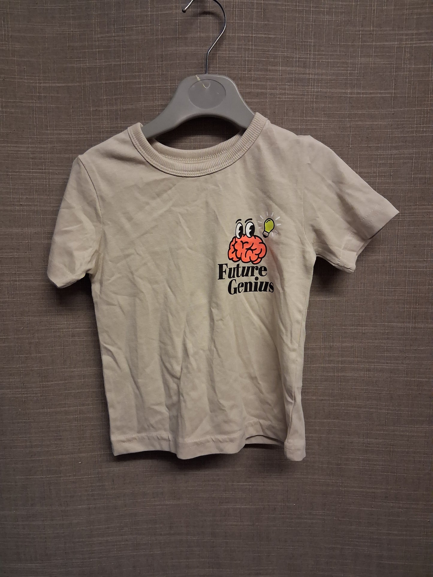 George Boys Beige "Future Genius" Short Sleeve T-Shirt Age 12-18 Months