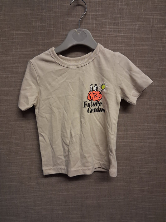 George Boys Beige "Future Genius" Short Sleeve T-Shirt Age 12-18 Months