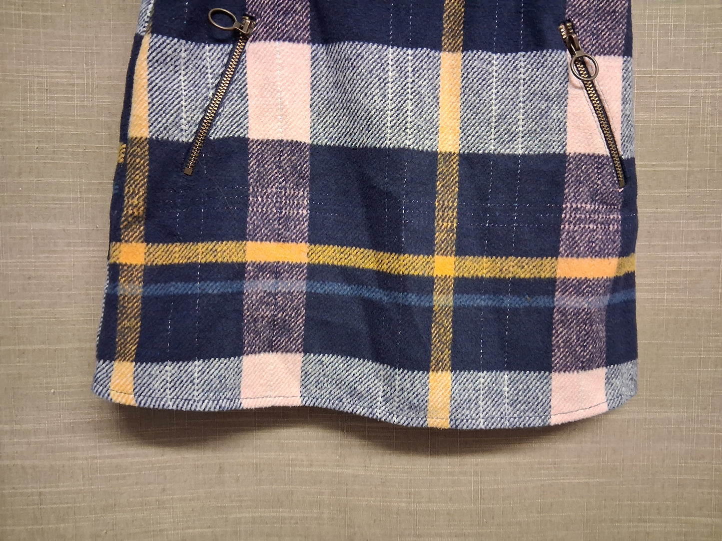 Nutmeg Blue Check Short Skirt Age 8-9 Years Zip Detail