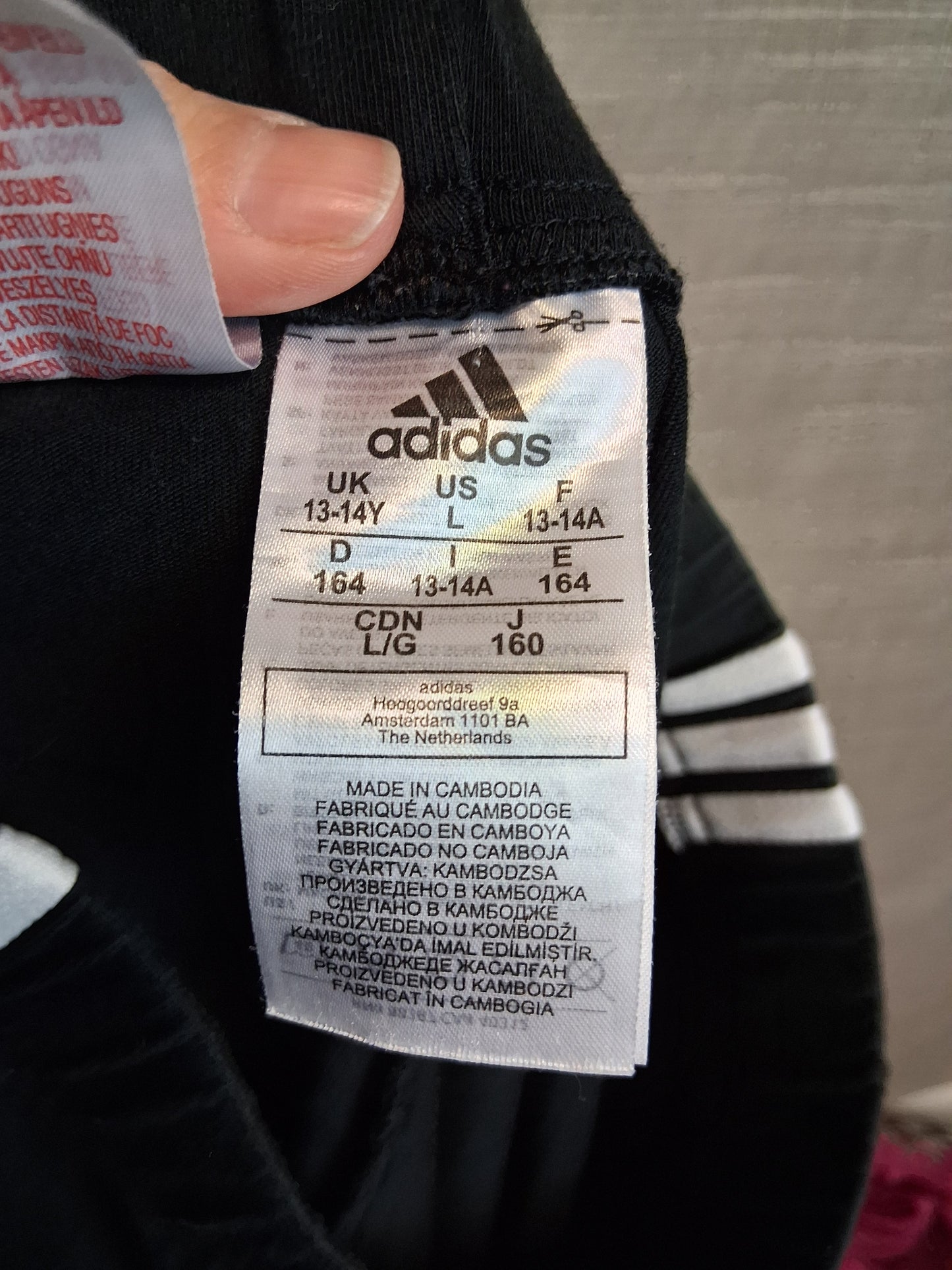 Adidas Girls Black 3 Stripe Leggings Age 13-14 Years