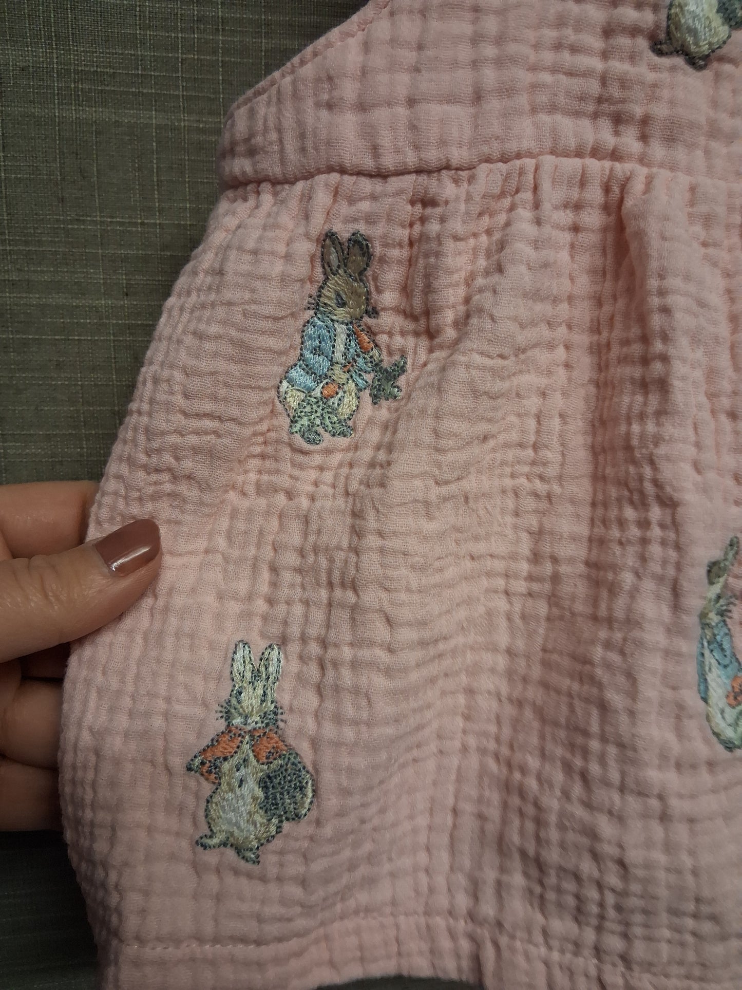 Peter Rabbit Pink Embroidered Pinafore Dress Age 0-3 Months