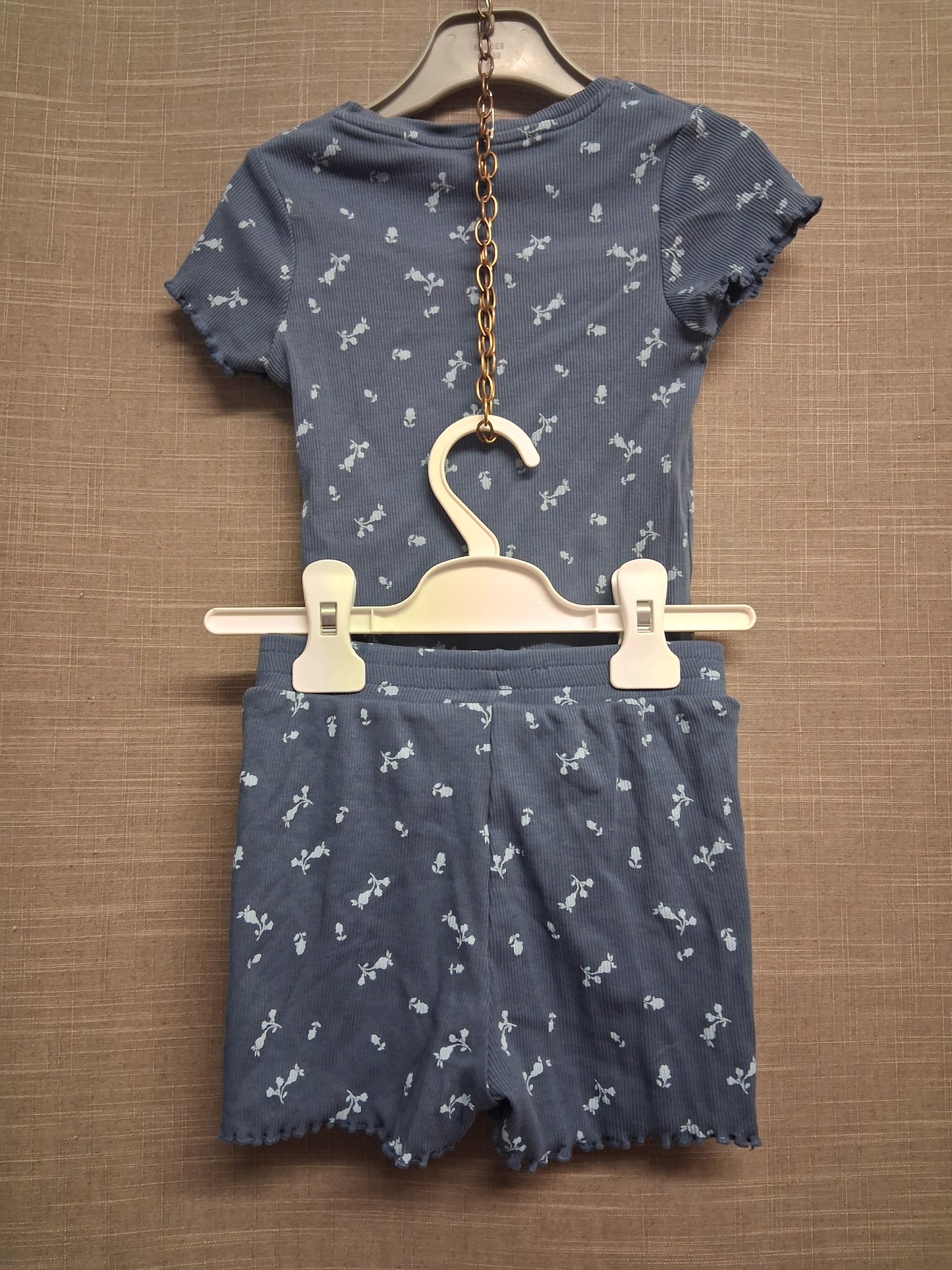 George Outfit Girls Blue Floral T-Shirt Shorts Set Age 2-3 Years