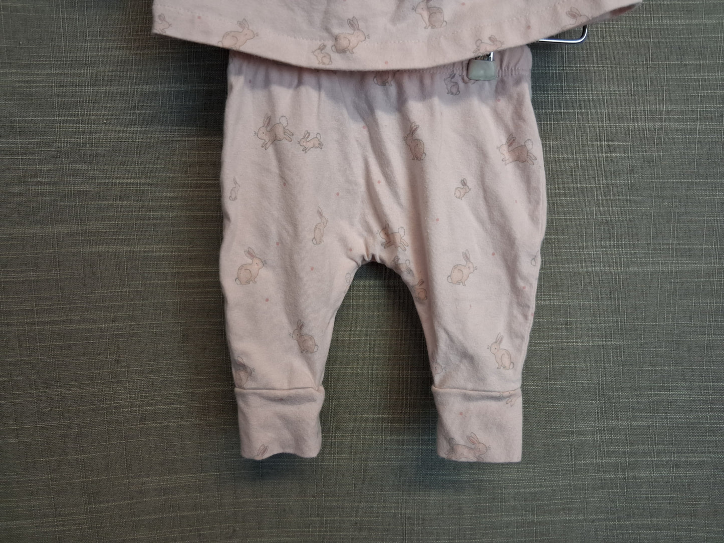 Next Girl 2 Piece Outfit Jersey Pink Bunny Print Age Newborn